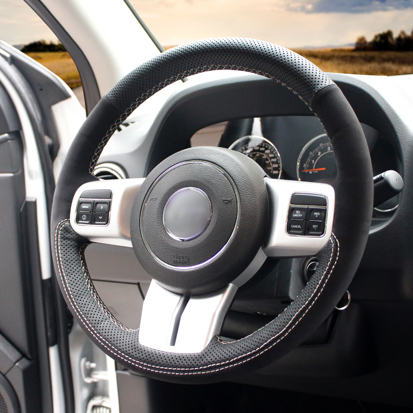 Loncky Auto Custom Fit OEM Black Genuine Leather Suede Car Steering